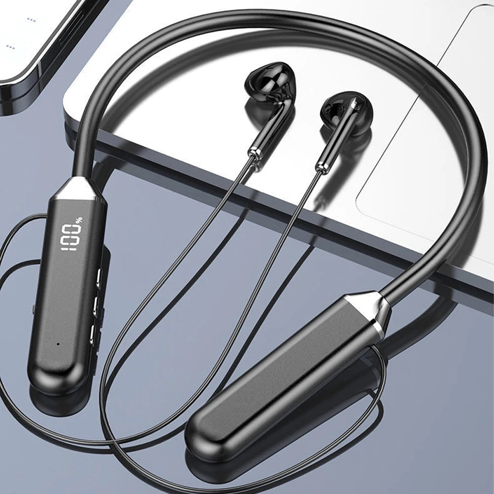 BNR Bluetooth 5.2 Neckband Earphones with Digital Display
