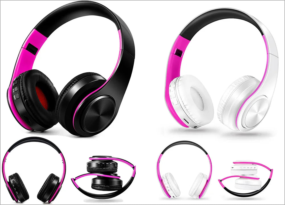 Wireless Bluetooth 5.0 Stereo Headphones | Mic, Foldable & Multi-Color