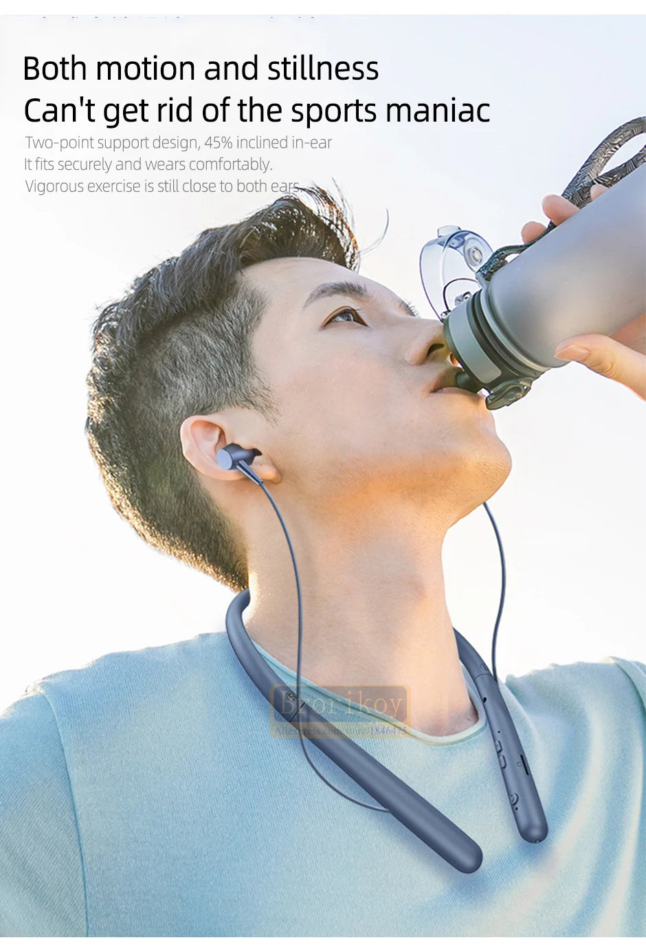 Bluetooth 5.0 Magnetic Neckband Earphones with TF Card & IPX5 Waterproof