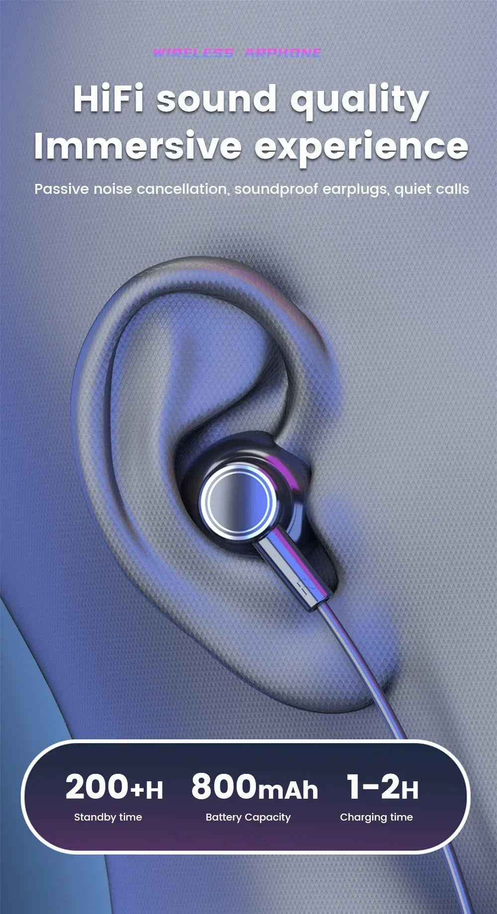 KEBIDUMEI Bluetooth 5.2 Neckband Earphones | ANC, LED Display & TF Card