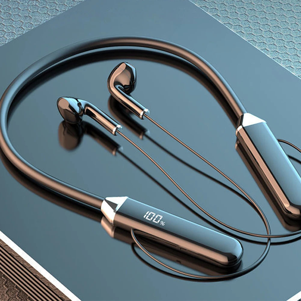 BNR Bluetooth 5.2 Neckband Earphones with Digital Display