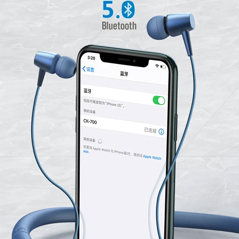 Bluetooth 5.0 Magnetic Neckband Earphones with TF Card & IPX5 Waterproof