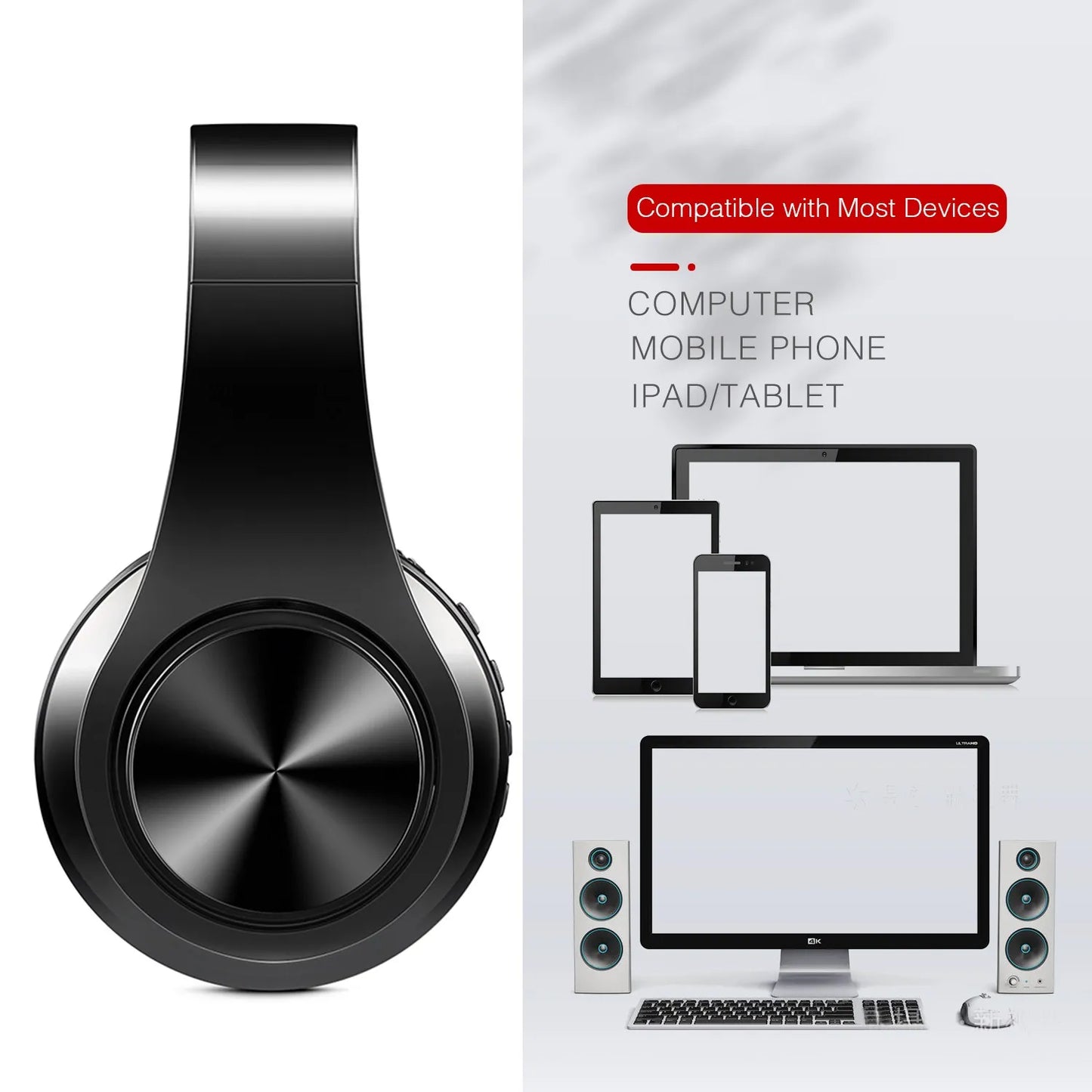 Wireless Bluetooth 5.0 Stereo Headphones | Mic, Foldable & Multi-Color