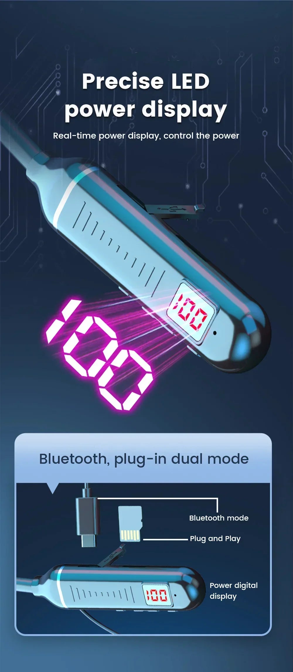 KEBIDUMEI Bluetooth 5.2 Neckband Earphones | ANC, LED Display & TF Card