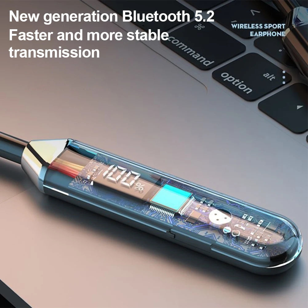 BNR Bluetooth 5.2 Neckband Earphones with Digital Display
