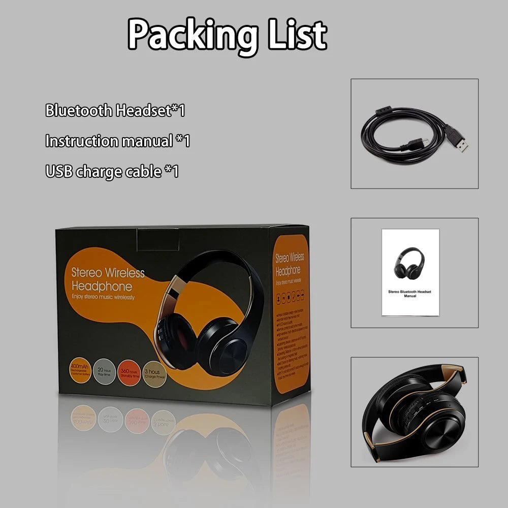 Wireless Bluetooth 5.0 Stereo Headphones | Mic, Foldable & Multi-Color