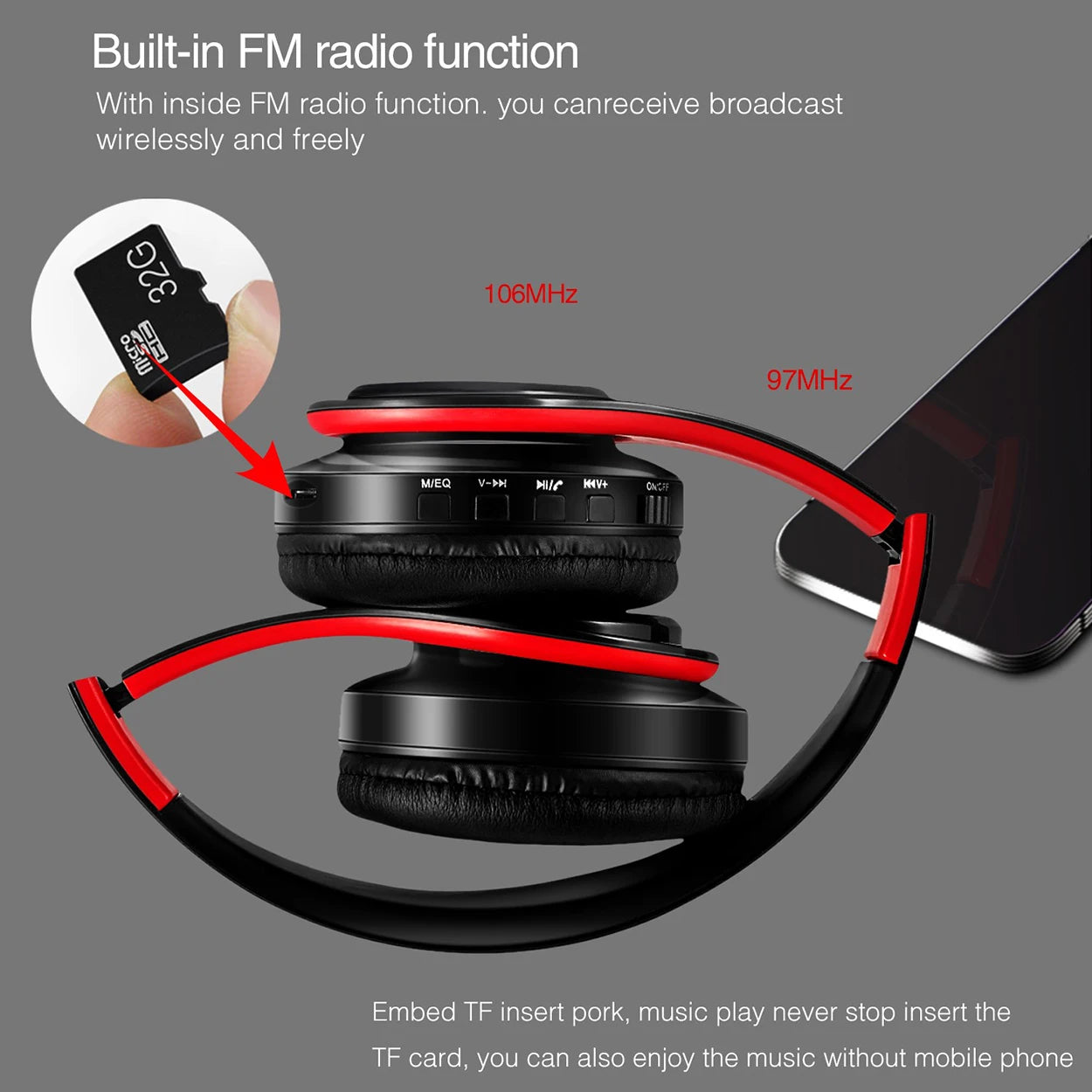 Wireless Bluetooth 5.0 Stereo Headphones | Mic, Foldable & Multi-Color
