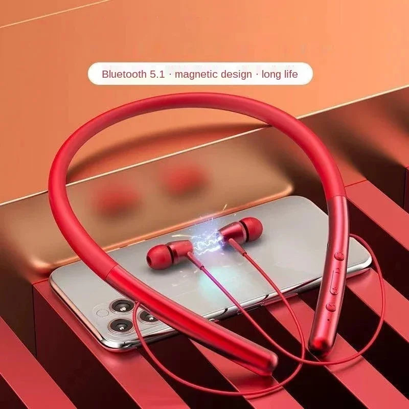Bluetooth 5.0 Magnetic Neckband Earphones with TF Card & IPX5 Waterproof