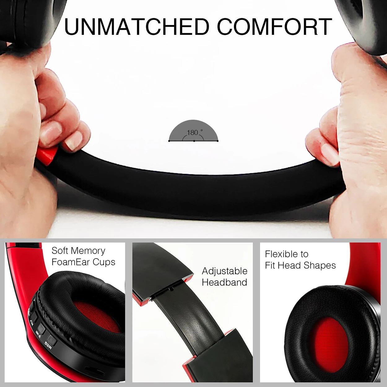 Wireless Bluetooth 5.0 Stereo Headphones | Mic, Foldable & Multi-Color