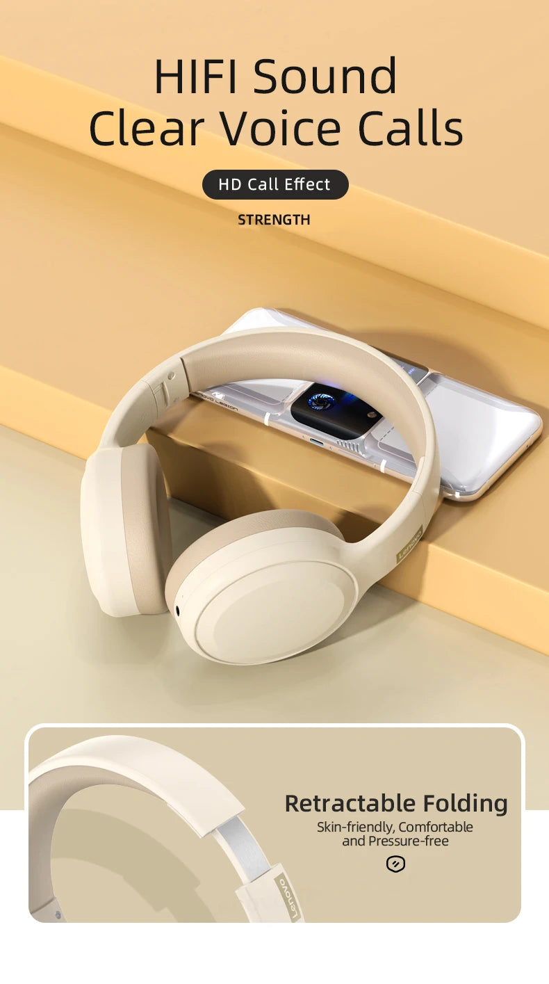 Lenovo TH30 Bluetooth 5.1 Wireless Headphones | HiFi Stereo & ANC