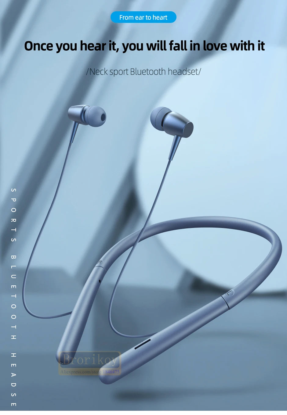 Bluetooth 5.0 Magnetic Neckband Earphones with TF Card & IPX5 Waterproof