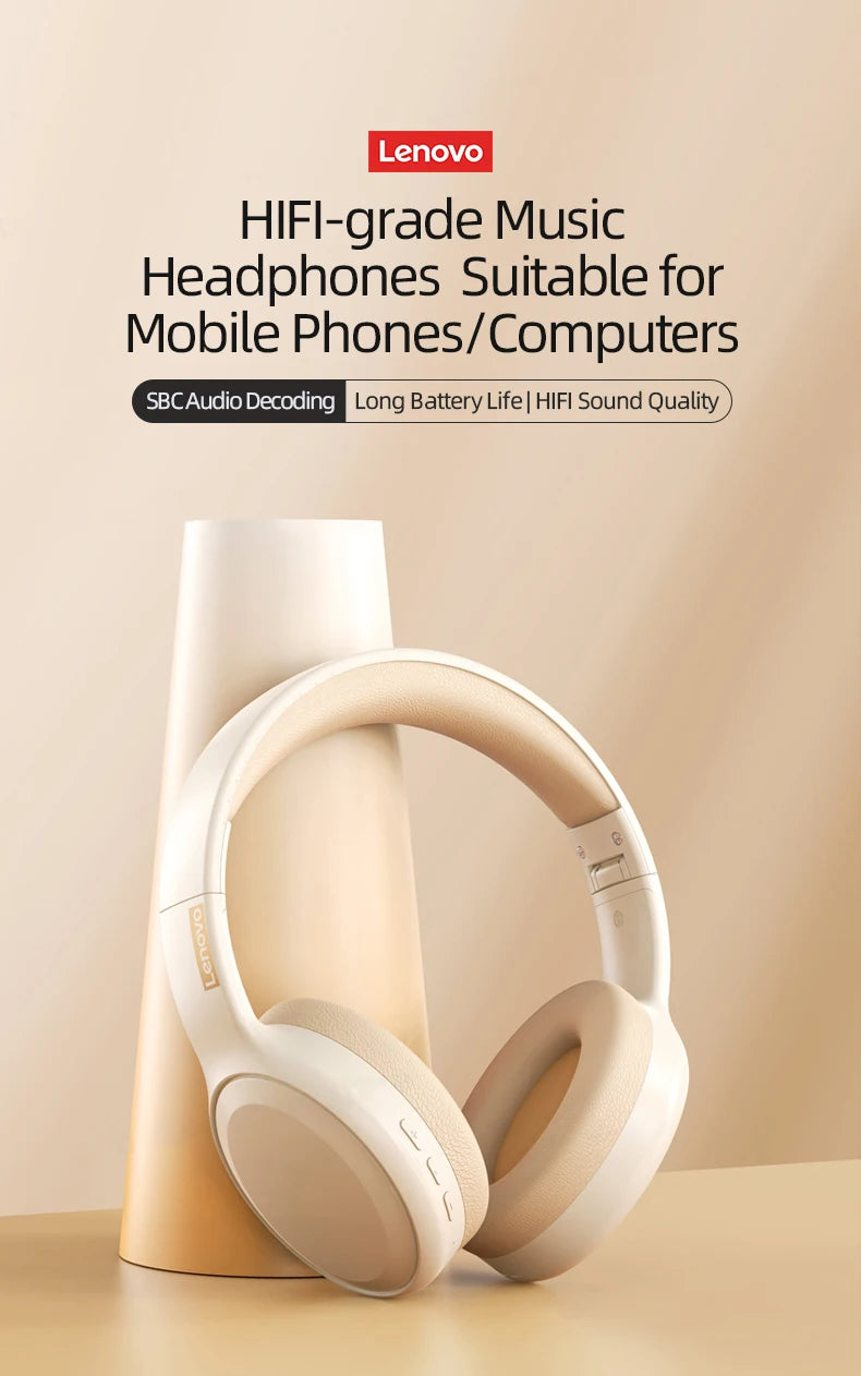 Lenovo TH30 Bluetooth 5.1 Wireless Headphones | HiFi Stereo & ANC