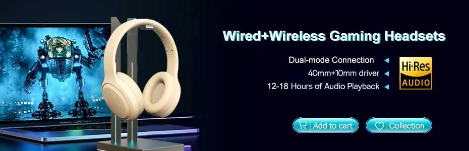 KEBIDUMEI Bluetooth 5.3 Gaming Headphones | ANC, TF Card & 20H Battery