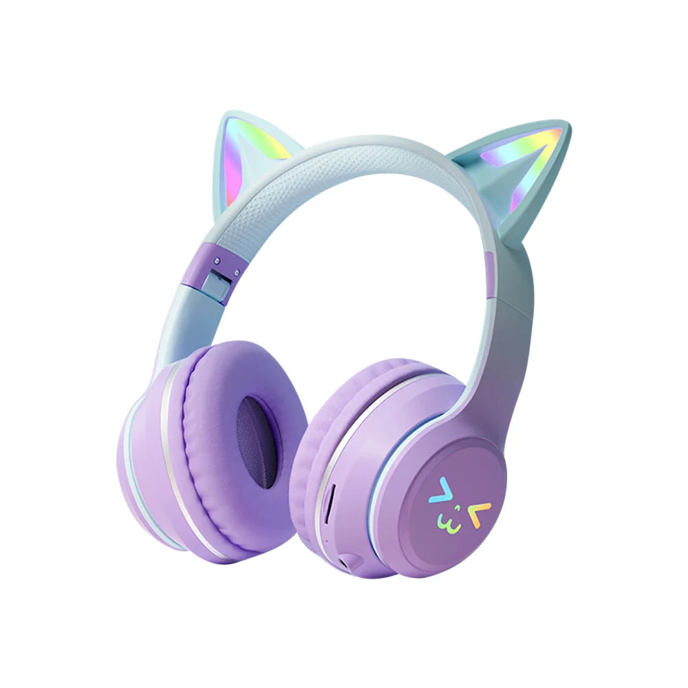 RGB Cat Ear Bluetooth 5.1 Headphones | LED Light, ANC & 10H Battery