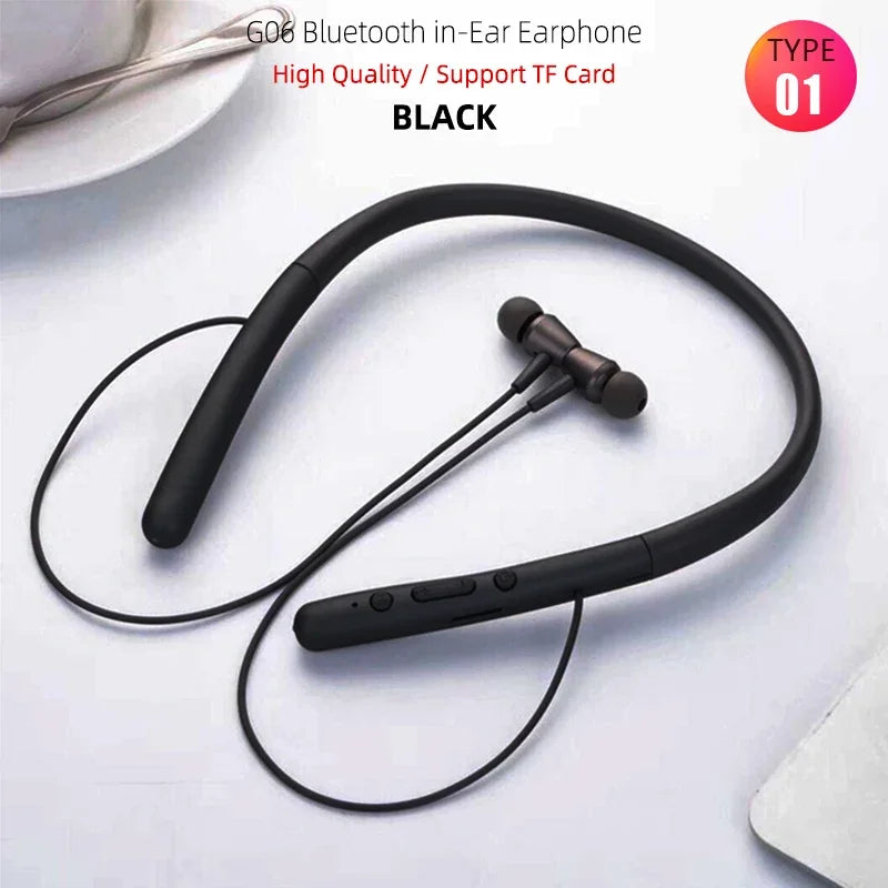 Bluetooth 5.0 Magnetic Neckband Earphones with TF Card & IPX5 Waterproof