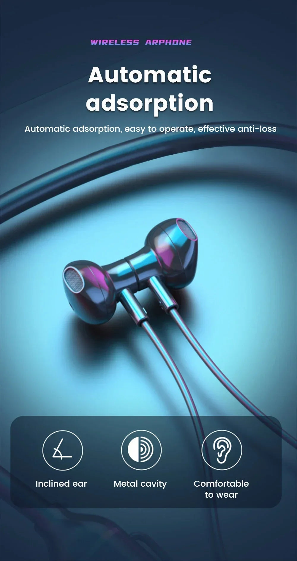 KEBIDUMEI Bluetooth 5.2 Neckband Earphones | ANC, LED Display & TF Card