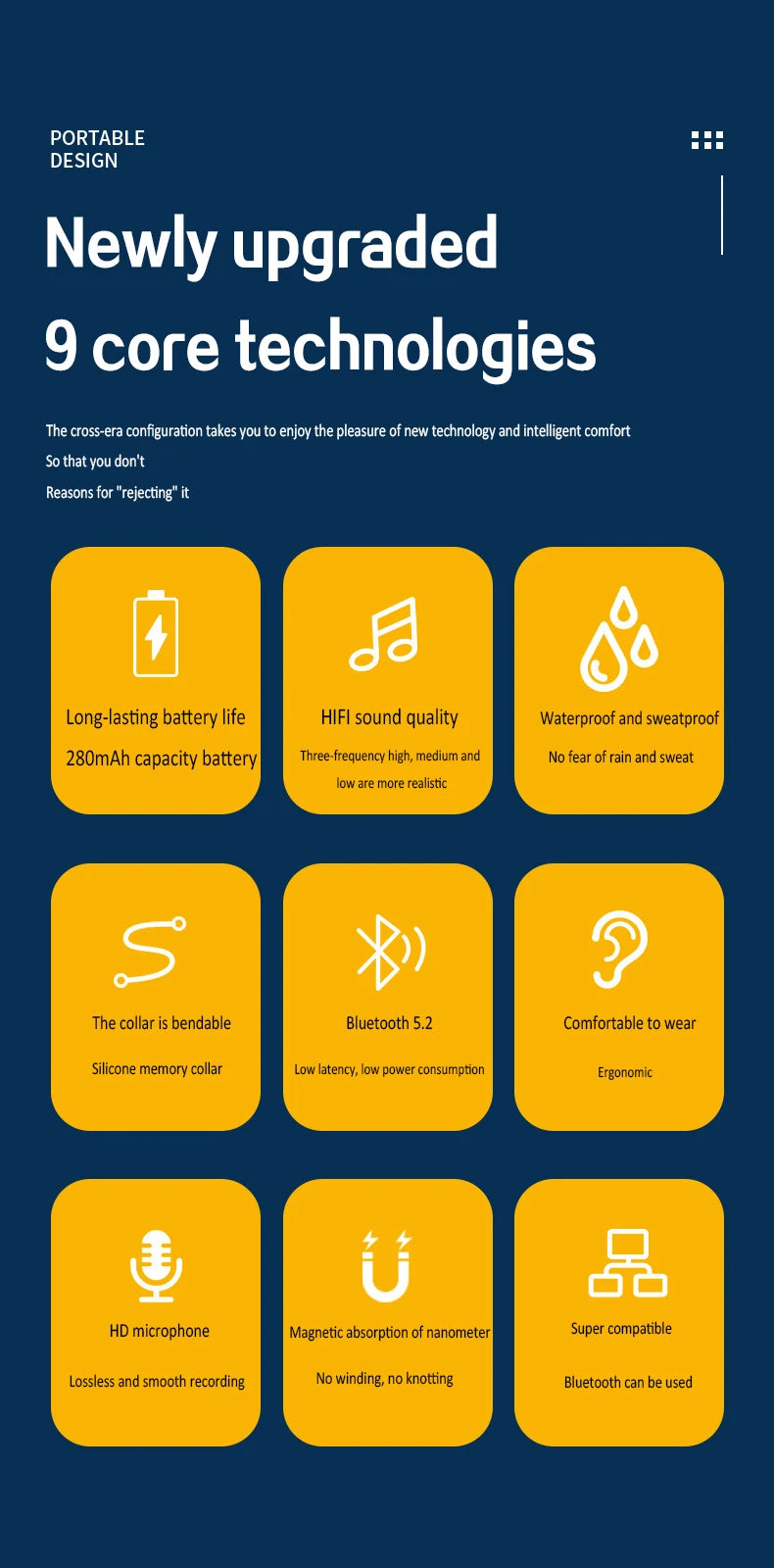 Bluetooth 5.0 Magnetic Neckband Earphones | 9D HiFi Stereo & Waterproof
