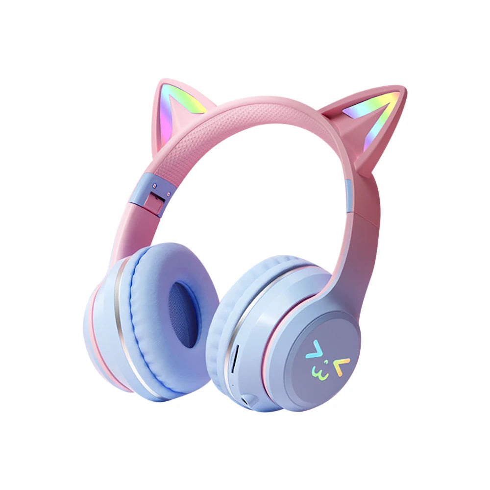 RGB Cat Ear Bluetooth 5.1 Headphones | LED Light, ANC & 10H Battery