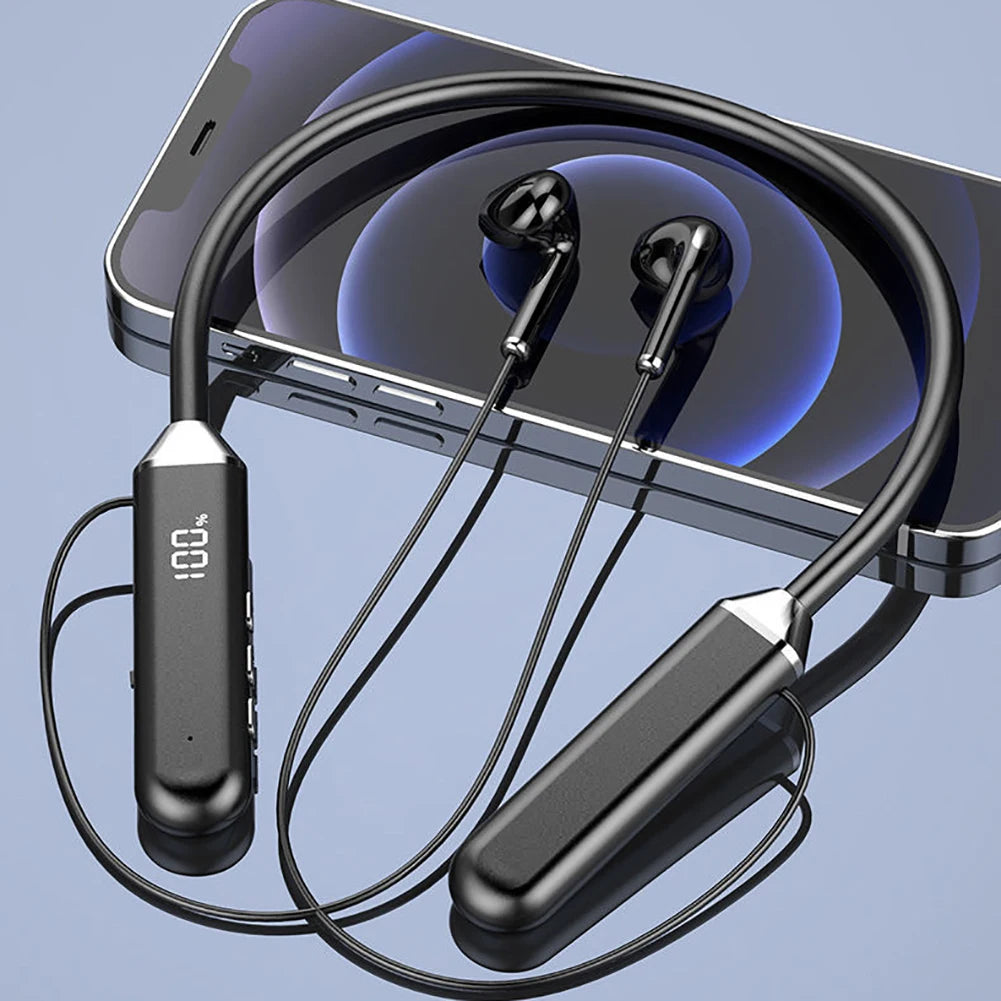 BNR Bluetooth 5.2 Neckband Earphones with Digital Display