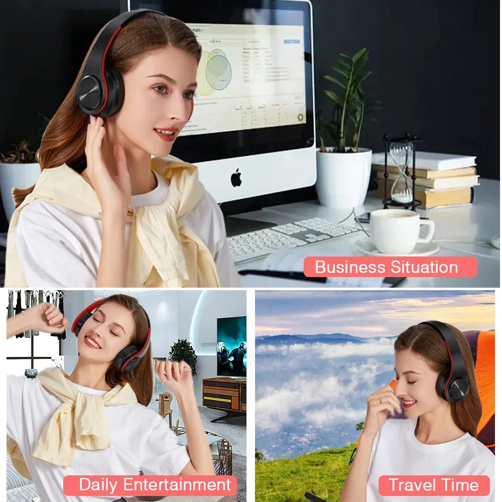 Wireless Bluetooth 5.0 Stereo Headphones | Mic, Foldable & Multi-Color
